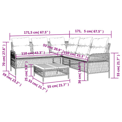 Set Divano da Giardino 2 pz con Cuscini Grigio in Polyrattan | homemem39
