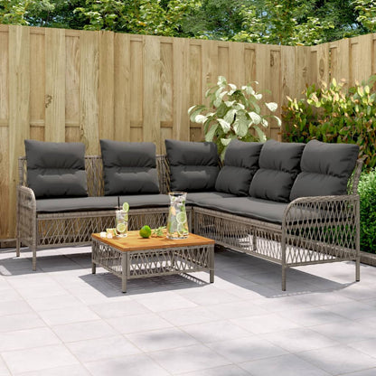 Set Divano da Giardino 2 pz con Cuscini Grigio in Polyrattan | homemem39