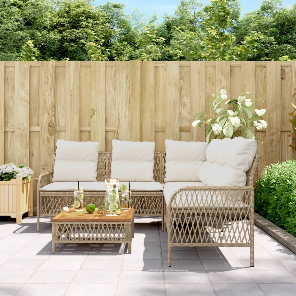 Set Divani da Giardino 2 pz con Cuscini Beige in Polyrattan - homemem39