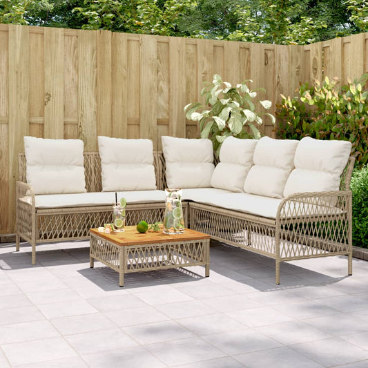Set Divani da Giardino 2 pz con Cuscini Beige in Polyrattan - homemem39