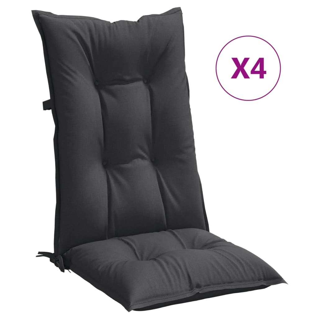 Cuscini Sedia Schiena Alta 4 Antracite Mélange 120x50x7 Tessuto | homemem39