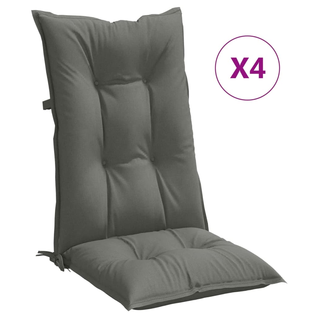 High Back Chair Cushions 4 Mélange Gray 120x50x7 Fabric