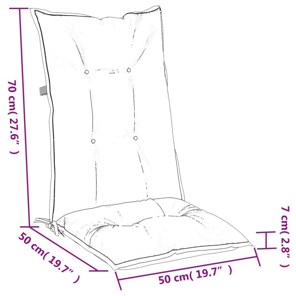 High Back Chair Cushions 4 Mélange Gray 120x50x7 Fabric