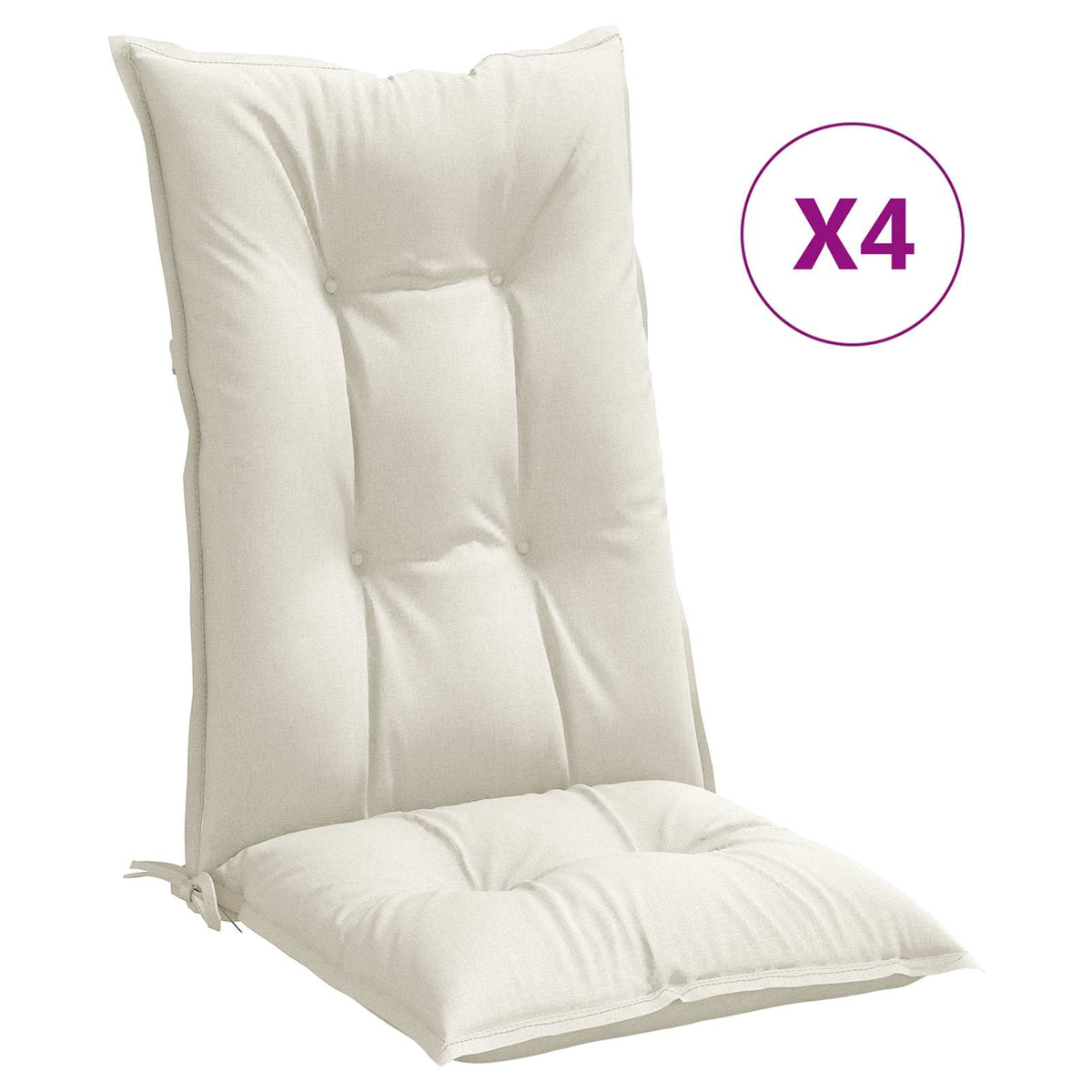 Cuscini Sedia Schiena Alta 4 Crema Mélange 120x50x7 Tessuto