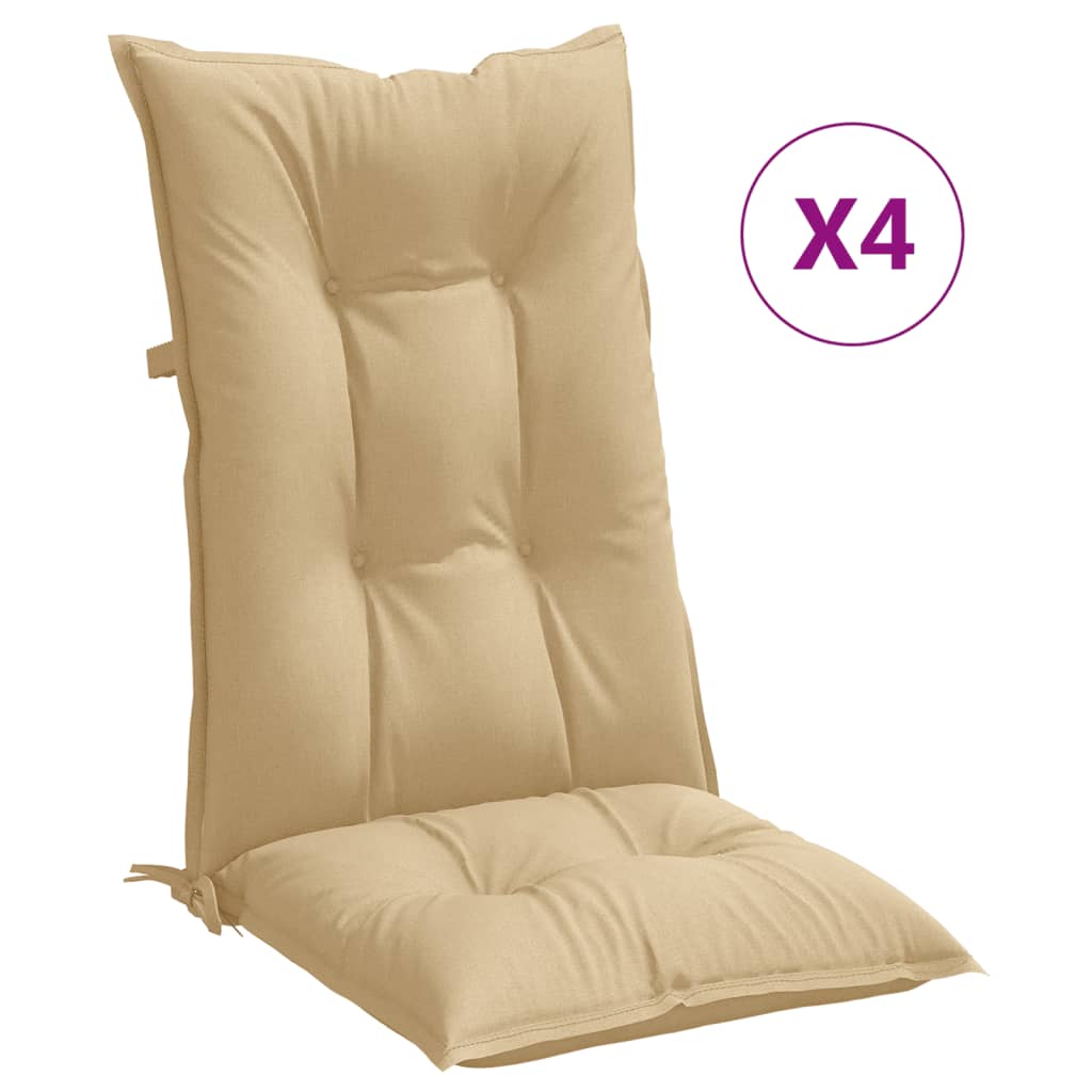 Cuscini Sedia Schiena Alta 4 Beige Mélange 120x50x7 Tessuto | homemem39