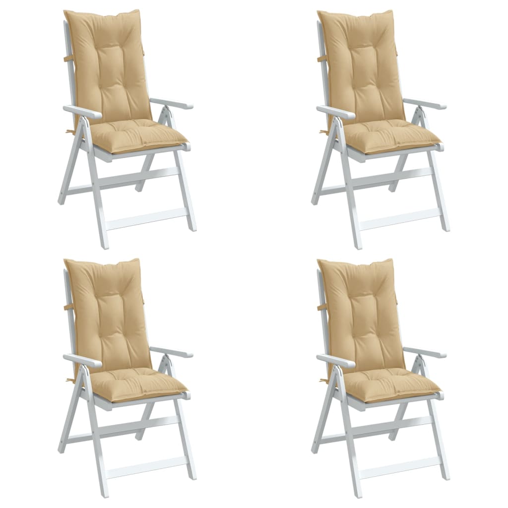 Cuscini Sedia Schiena Alta 4 Beige Mélange 120x50x7 Tessuto | homemem39