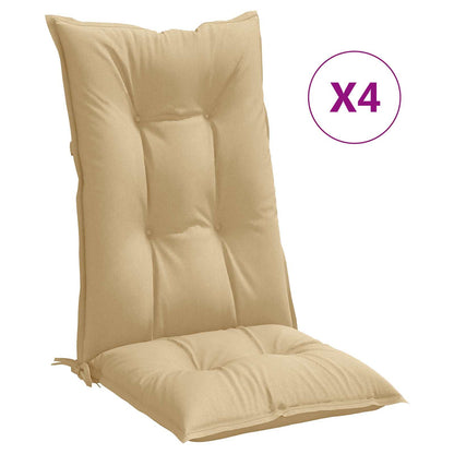 Cuscini Sedia Schiena Alta 4 Beige Mélange 120x50x7 Tessuto