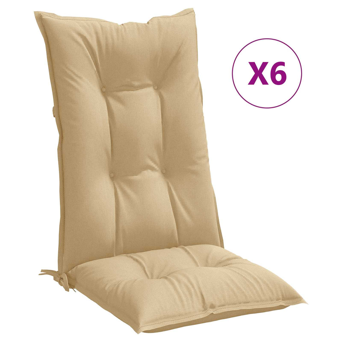 Cuscini Sedia Schiena Alta 6 Beige Mélange 120x50x7 Tessuto