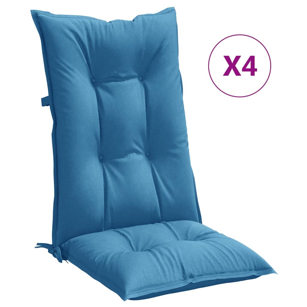 Cuscini Sedia Schiena Alta 4 Blu Mélange 120x50x7 Tessuto | homemem39