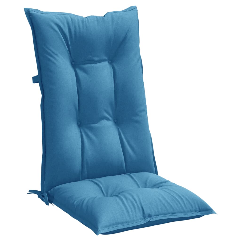 Cuscini Sedia Schiena Alta 4 Blu Mélange 120x50x7 Tessuto | homemem39