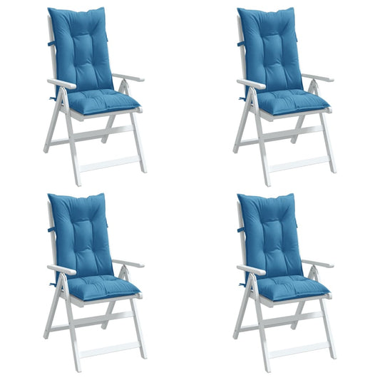 Cuscini Sedia Schiena Alta 4 Blu Mélange 120x50x7 Tessuto | homemem39