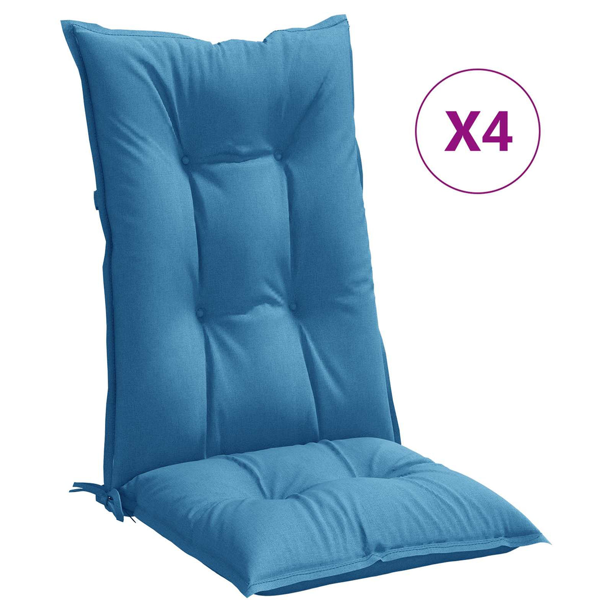 Cuscini Sedia Schiena Alta 4 Blu Mélange 120x50x7 Tessuto