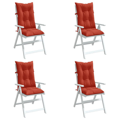 High Back Chair Cushions 4 Red Mélange 120x50x7 Fabric
