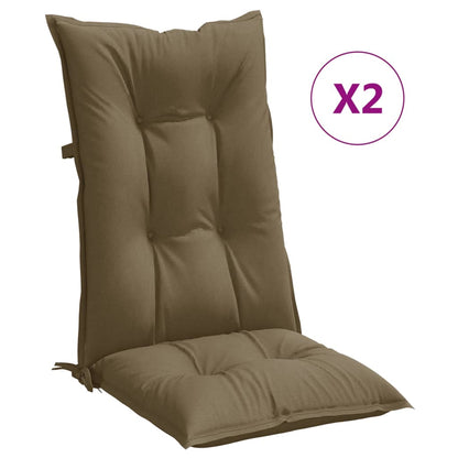 High Back Chair Cushions 2 Taupe Mélange 120x50x7 Fabric