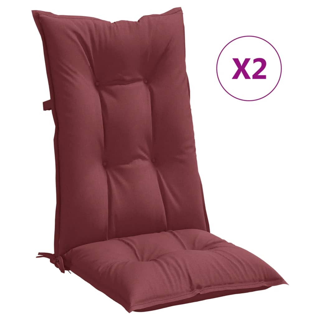 Cuscini Sedia Schiena Alta 2 Rosso Vino Mélange 120x50x7 cm | homemem39