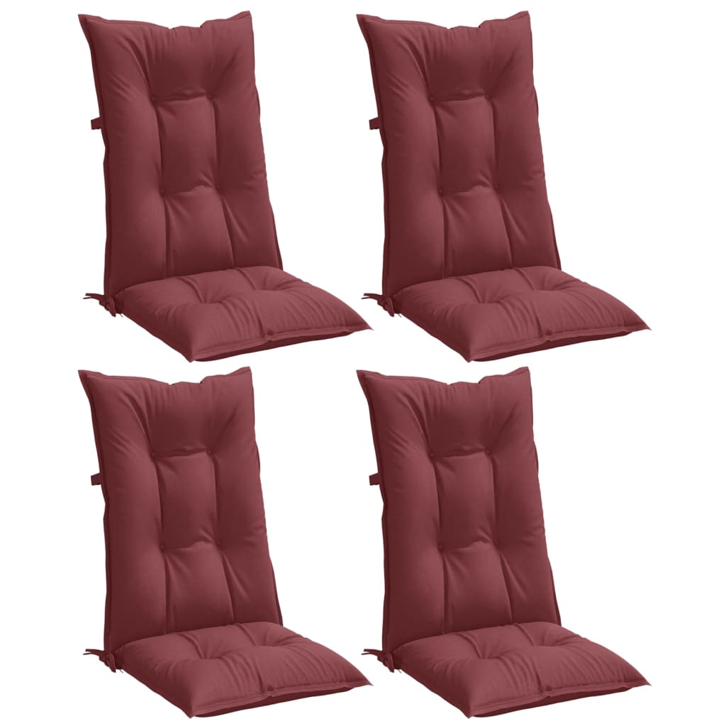 Cuscini Sedia Schiena Alta 4 Rosso Vino Mélange 120x50x7 cm | homemem39