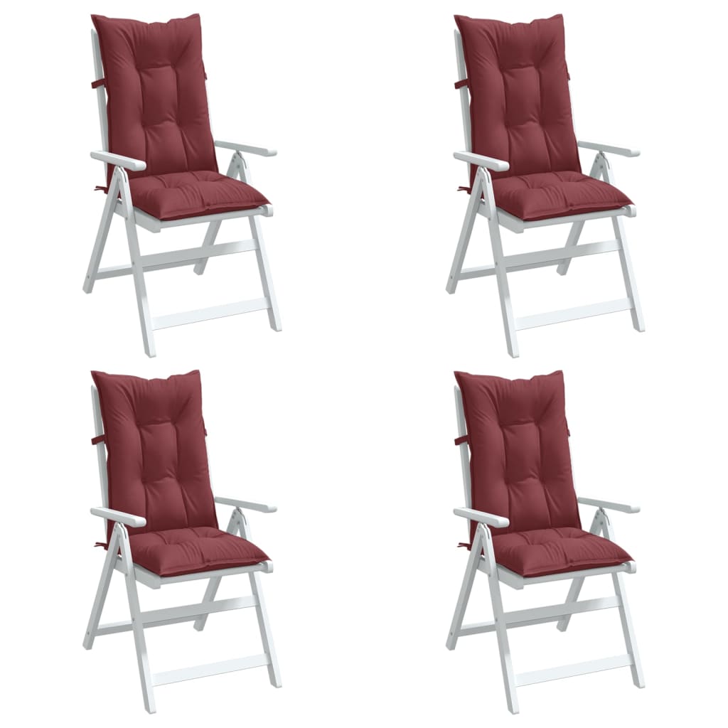 Cuscini Sedia Schiena Alta 4 Rosso Vino Mélange 120x50x7 cm | homemem39