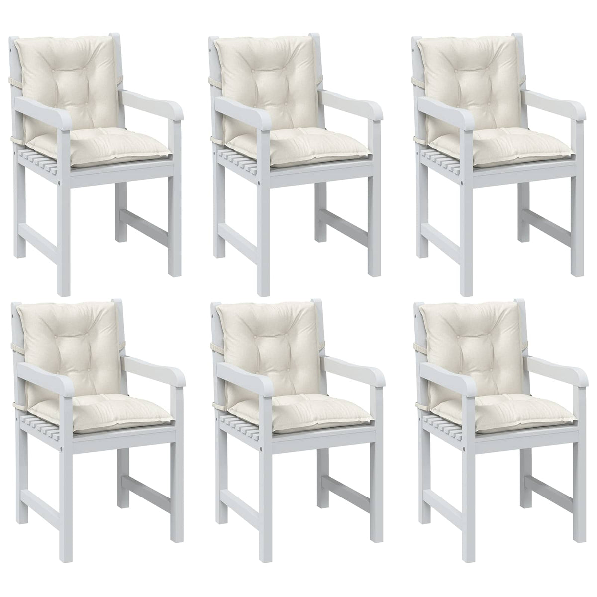 Cuscini Sedia Schiena Bassa 6 pz Crema Mélange 100x50x7 Tessuto