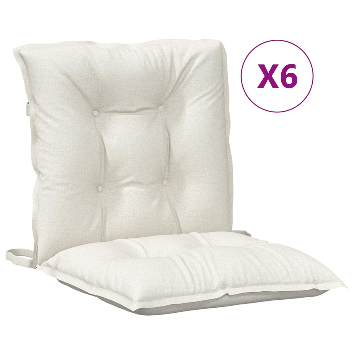 Cuscini Sedia Schiena Bassa 6 pz Crema Mélange 100x50x7 Tessuto