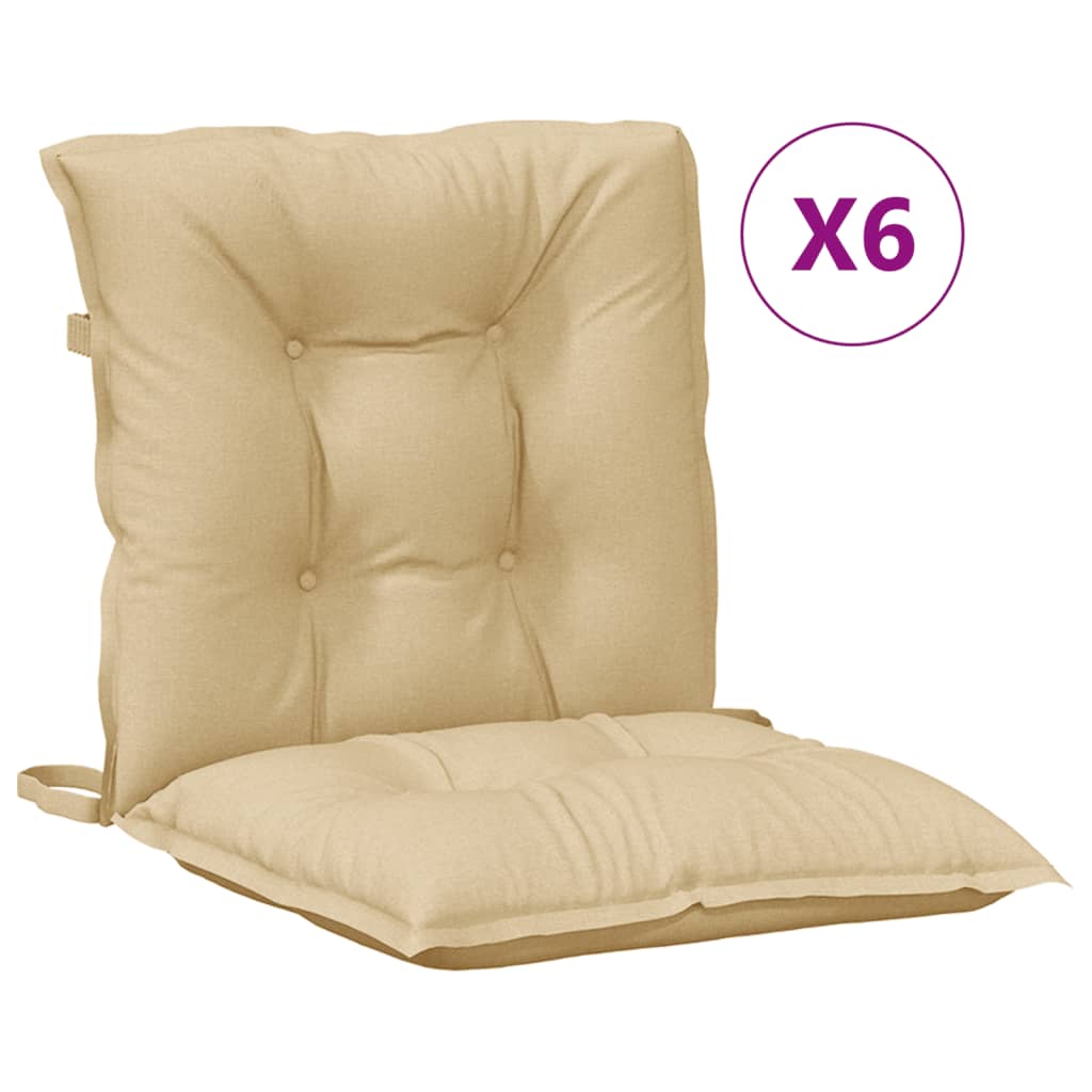 Cuscini Sedia Schiena Bassa 6 pz Beige Mélange 100x50x7 Tessuto | homemem39