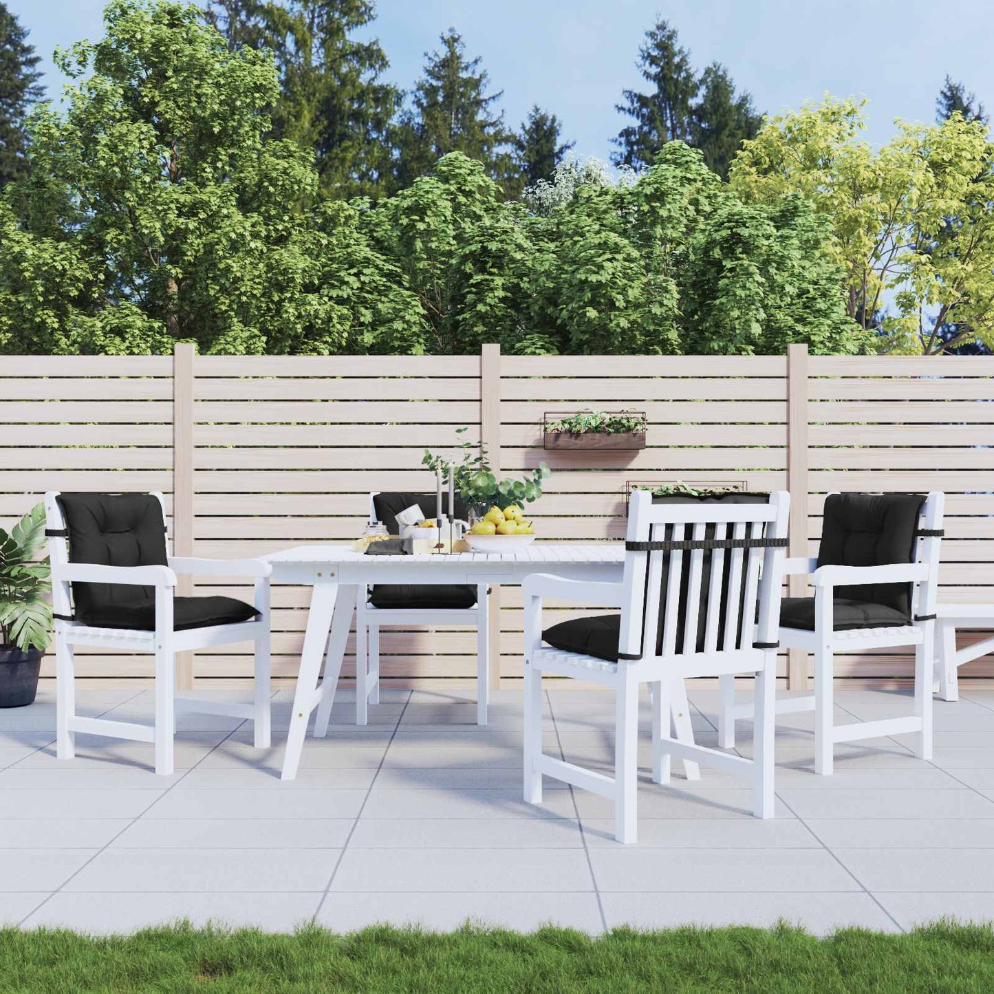 Set di Cuscini per Sedia Bassa 4 pcs Melange Nero | homemem39