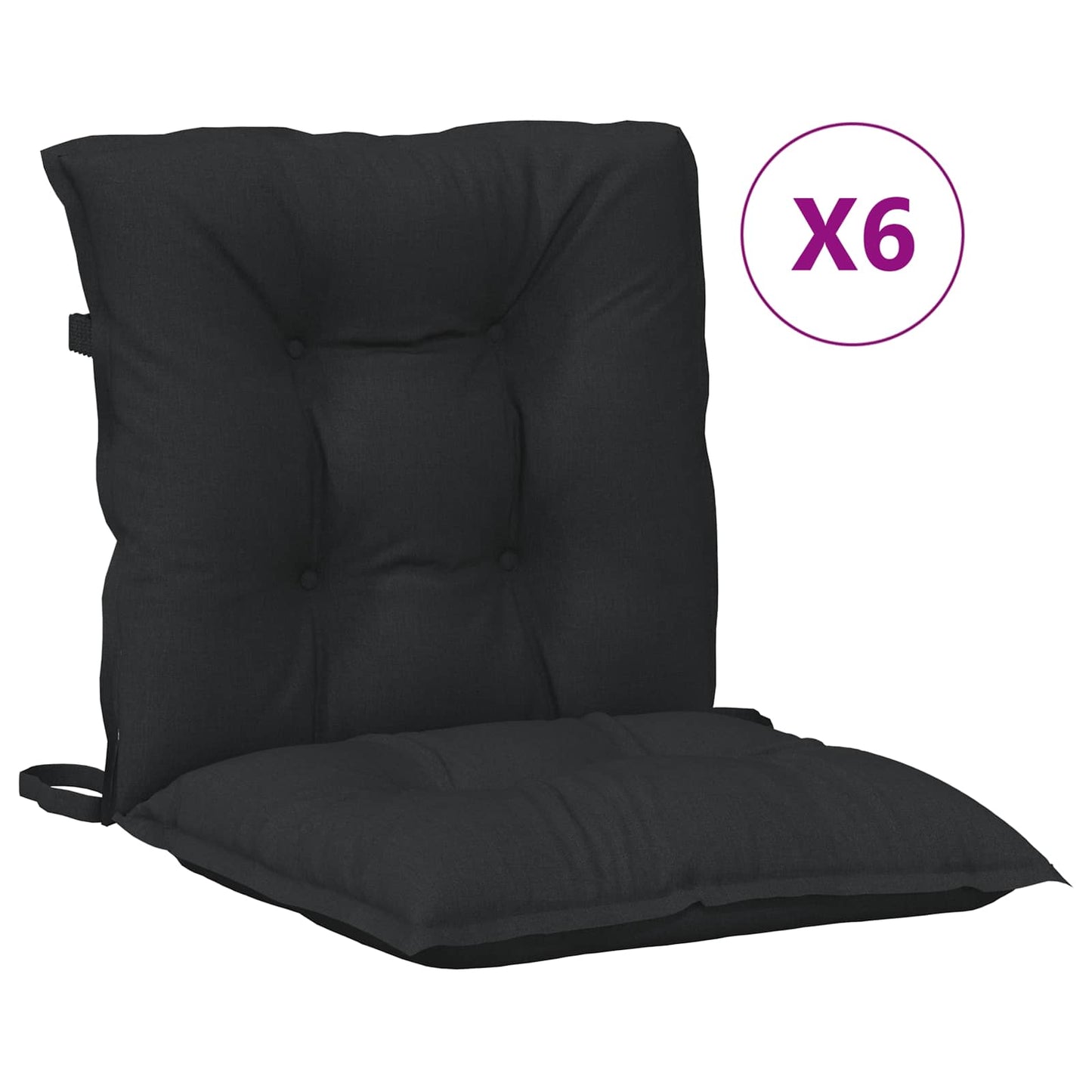 Set di Cuscini per Sedia Bassa 6 pcs Melange Nero | homemem39