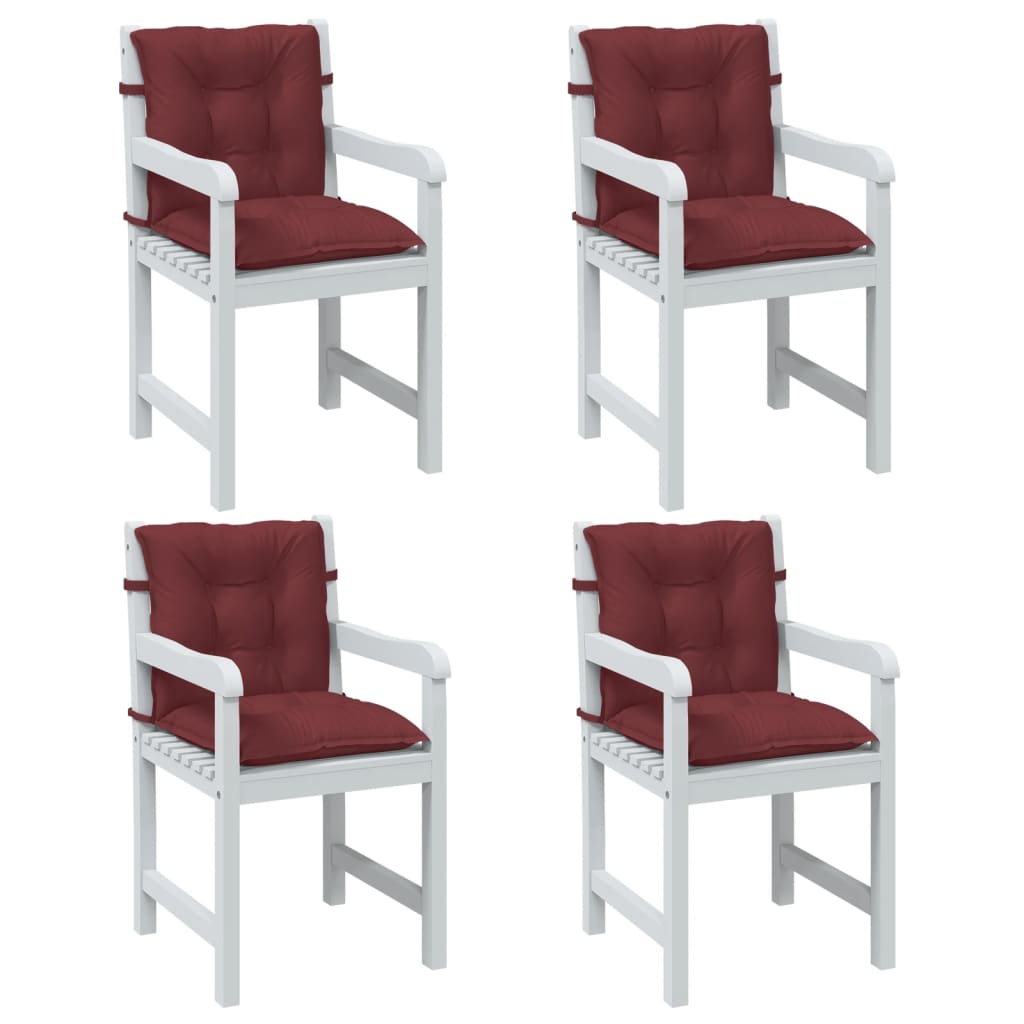 Low Back Chair Cushions 4 pcs Wine Red Mélange Fabric