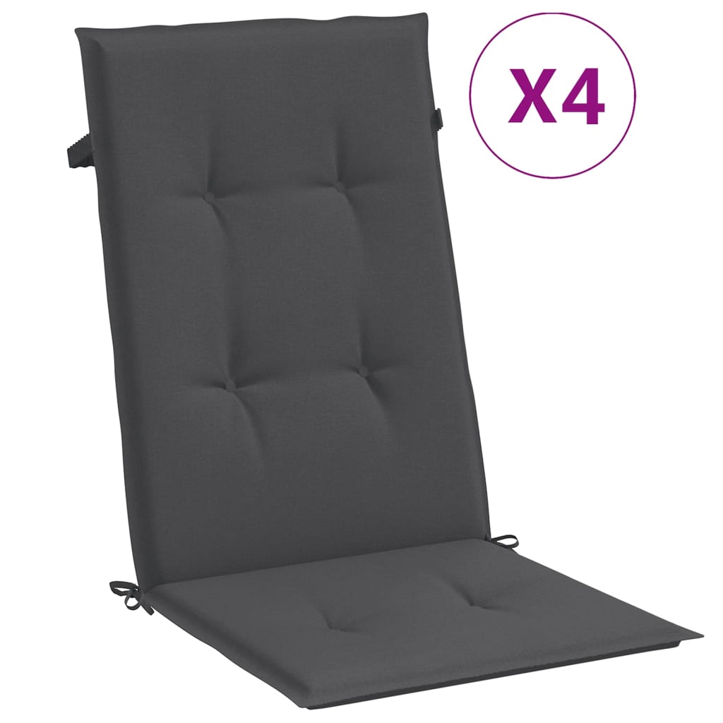 Cuscini Sedia Schiena Alta 4 Antracite Mélange 120x50x4 Tessuto | homemem39