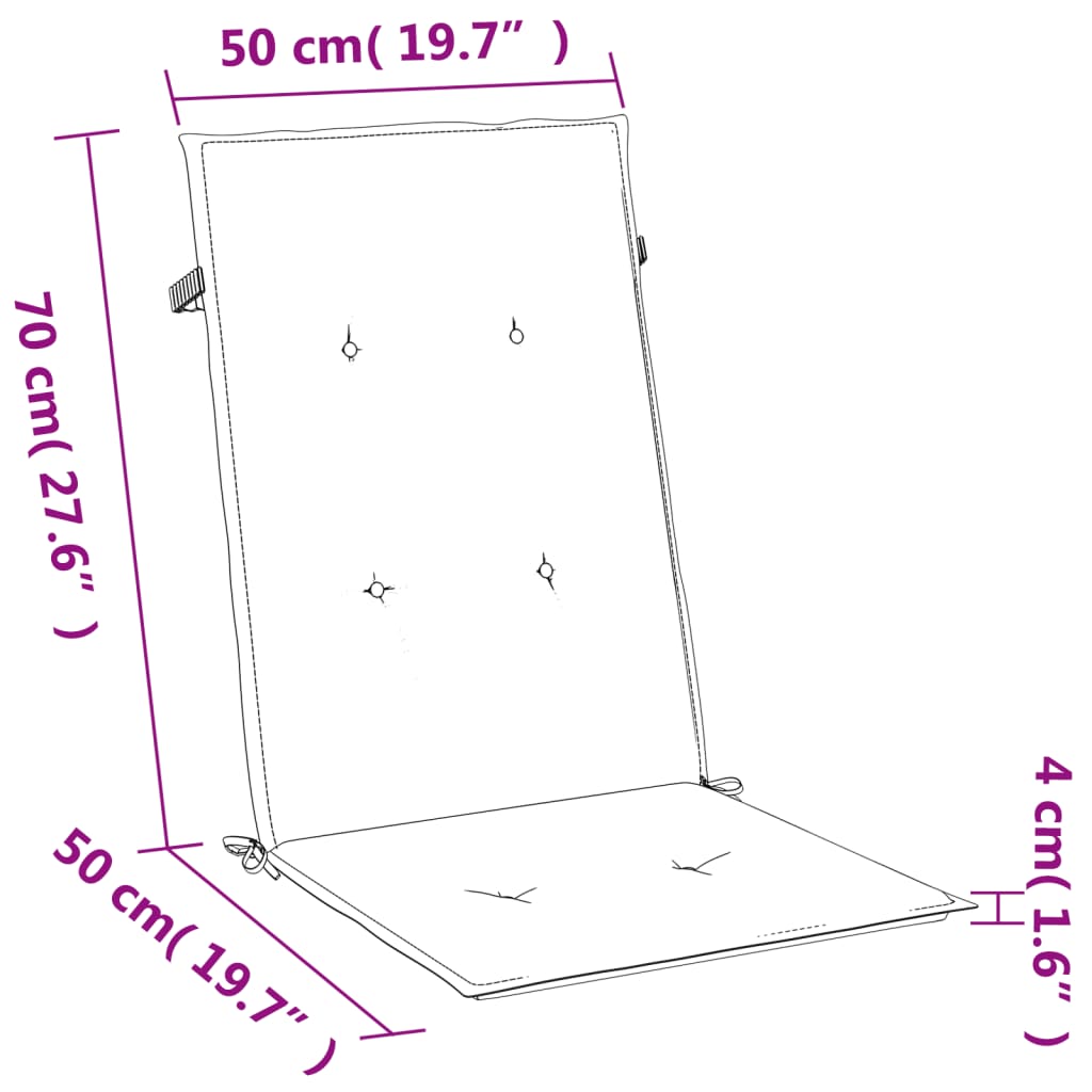 Cuscini Sedia Schiena Alta 6 Antracite Mélange 120x50x4 Tessuto