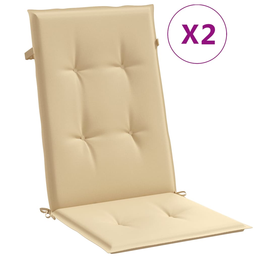 Cuscini Sedia Schiena Alta 2 Beige Mélange 120x50x4 Tessuto | homemem39