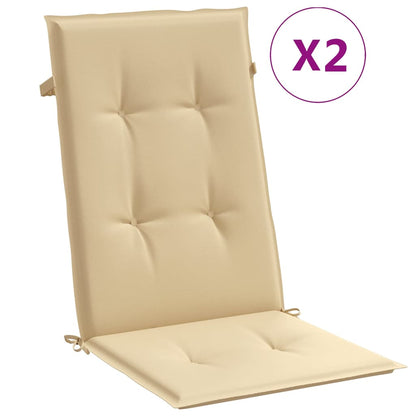 High Back Chair Cushions 2 Beige Mélange 120x50x4 Fabric
