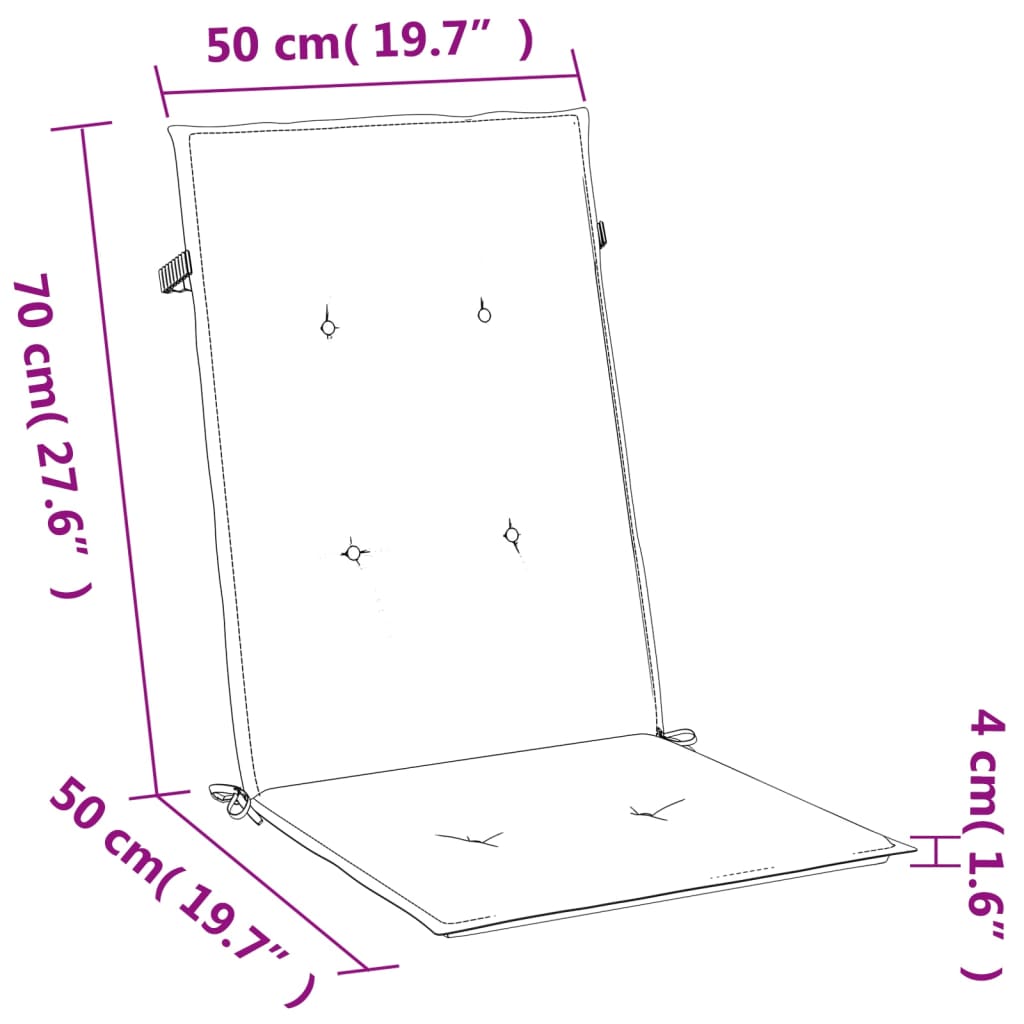 Cuscini Sedia Schiena Alta 4 Tortora Mélange 120x50x4 Tessuto