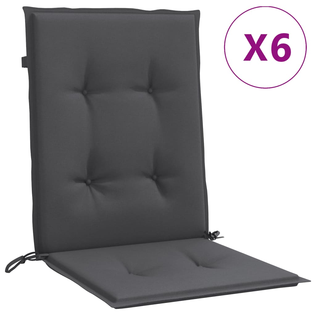 Low Back Chair Cushions 6 pcs Anthracite Mélange 100x50x4 cm