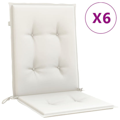 Low Back Chair Cushions 6 pcs Cream Mélange 100x50x4 Fabric