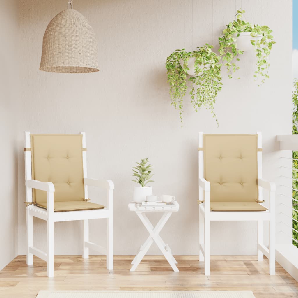 Cuscini Sedia Schiena Bassa 2 pz Beige Mélange 100x50x4 Tessuto | homemem39