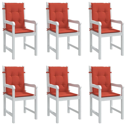 Cuscini Sedia Schiena Bassa 6 pz Rosso Mélange 100x50x4 Tessuto