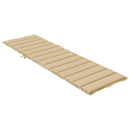 Lettino Prendisole con Cuscino Beige Mélange 200x50x4cm Tessuto