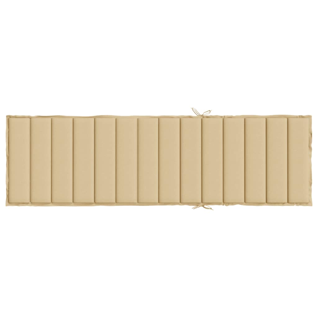 Lettino Prendisole con Cuscino Beige Mélange 200x50x4cm Tessuto