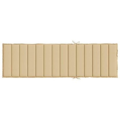 Lettino Prendisole con Cuscino Beige Mélange 200x50x4cm Tessuto