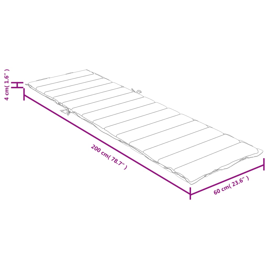 Lettino Prendisole con Cuscino Grigio Scuro Mélange 200x60x4 cm