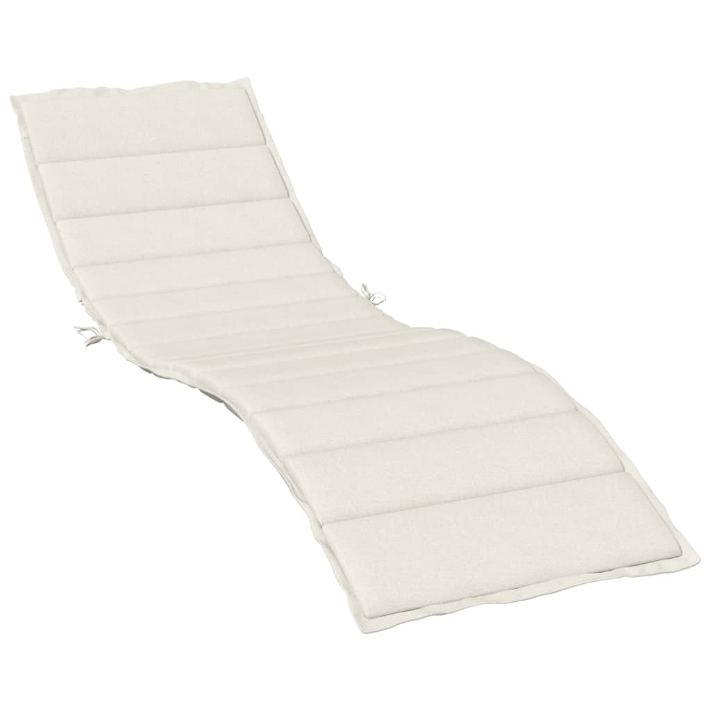 Sun Lounger with Cream Mélange Cushion 200x60x4cm Fabric