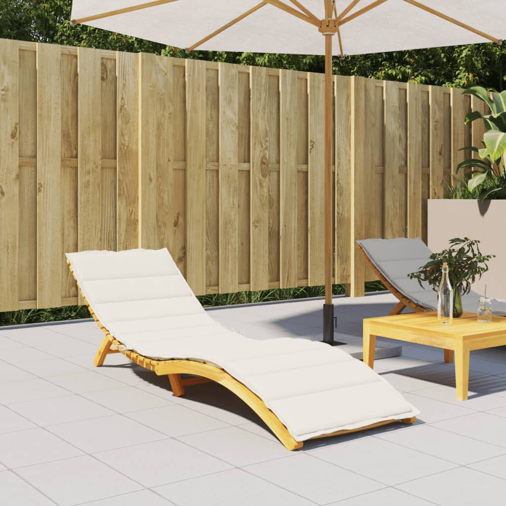 Sun Lounger with Cream Mélange Cushion 200x60x4cm Fabric