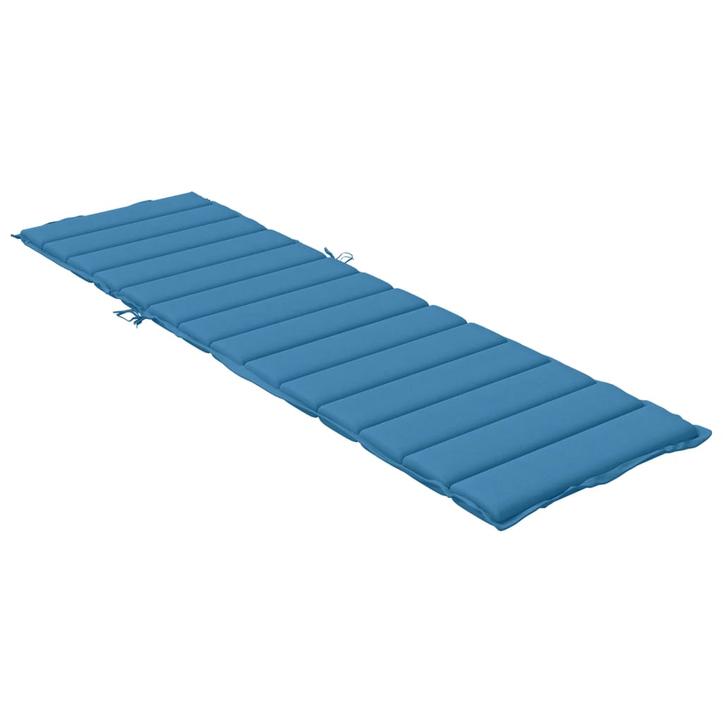 Sun Lounger with Blue Mélange Cushion 200x60x4 cm Fabric