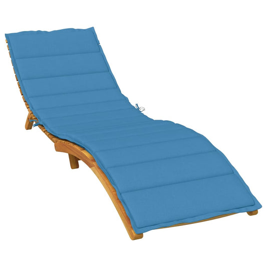 Sun Lounger with Blue Mélange Cushion 200x60x4 cm Fabric