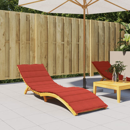 Sun Lounger with Red Mélange Cushion 200x60x4cm Fabric