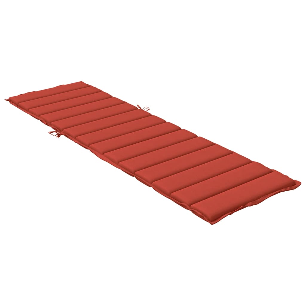 Sun Lounger with Red Mélange Cushion 200x60x4cm Fabric