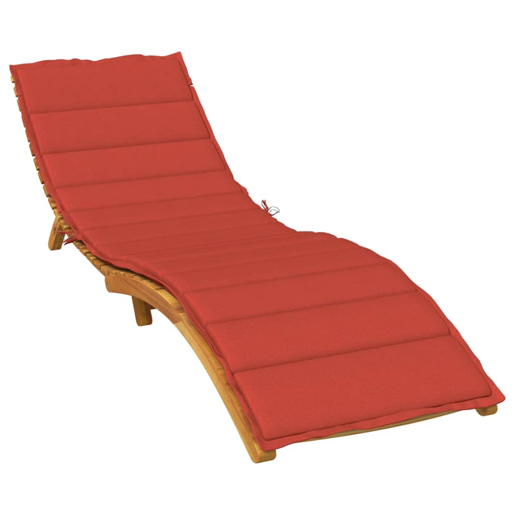 Sun Lounger with Red Mélange Cushion 200x60x4cm Fabric