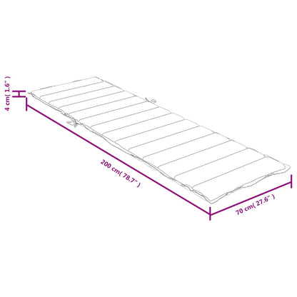 Lettino Prendisole con Cuscino Crema Mélange 200x70x4cm Tessuto