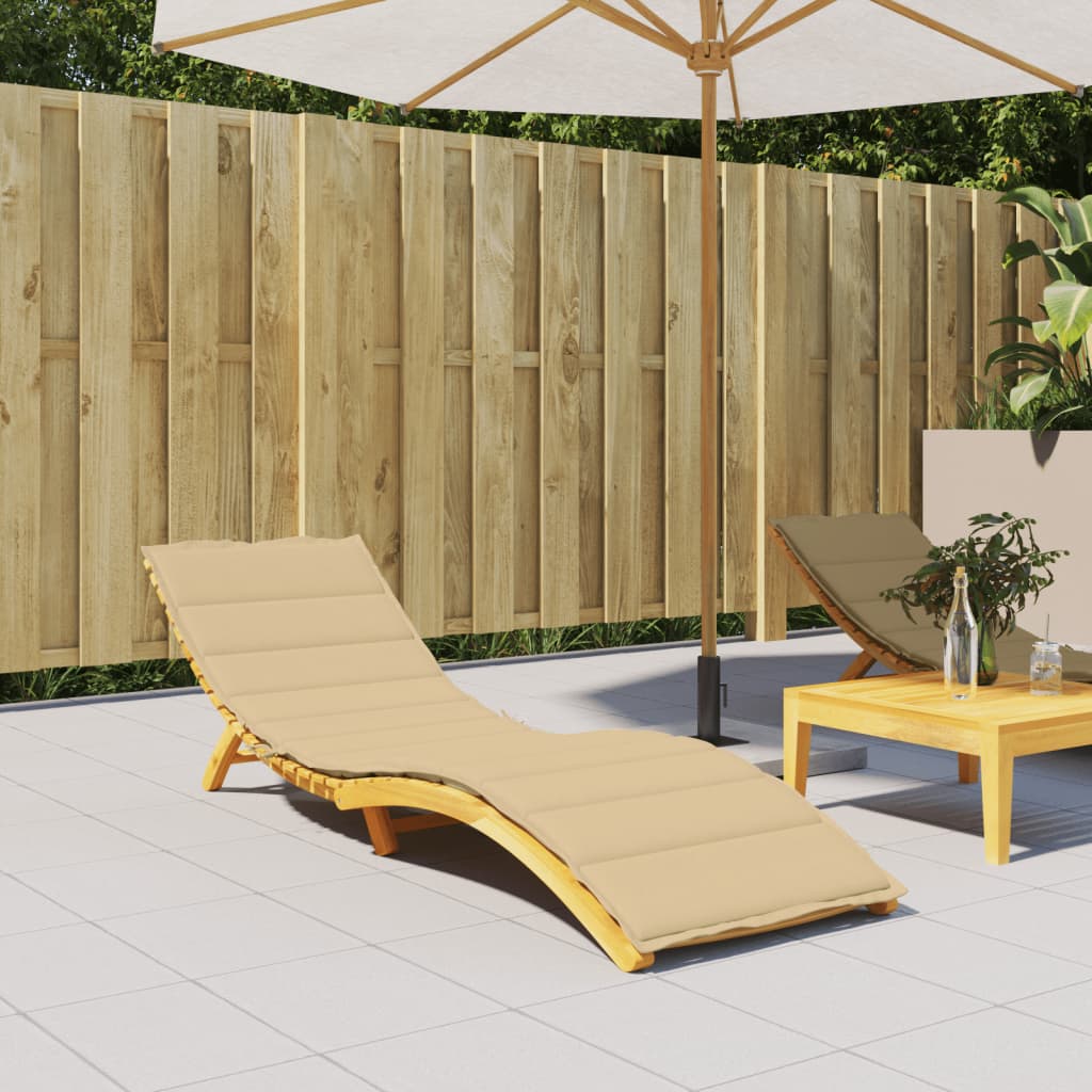 Sun Lounger with Cushion Beige Mélange 200x70x4cm Fabric