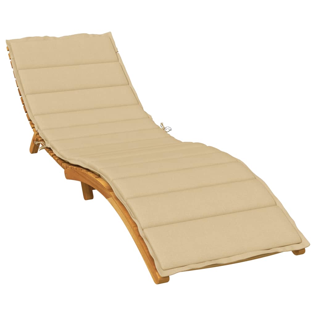 Sun Lounger with Cushion Beige Mélange 200x70x4cm Fabric